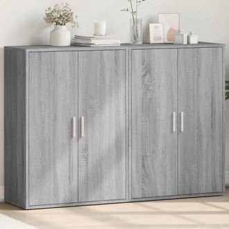 Berkfield Home Sideboards 2 pcs Grey Sonoma 60x31x84 cm Engineered Wood | Size: 60 x 31 x 84 cm
