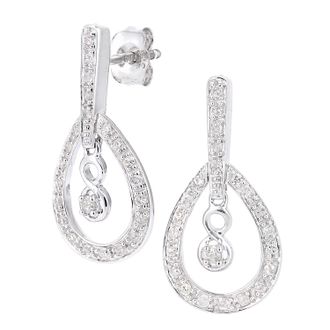 Diamant L'&eacute;ternel Womens 9ct White Gold Diamond Teardrop Charm Earrings - One Size