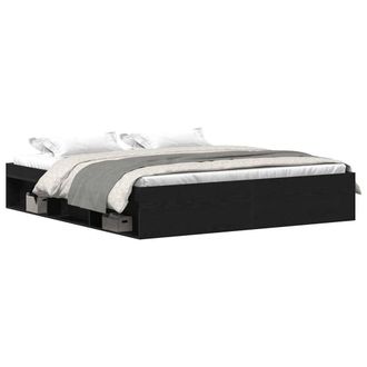 Berkfield Home Bed Frame without Mattress Black Oak 200x200 cm Engineered Wood