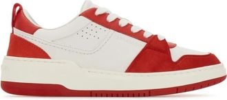 Ferragamo Tweekleurige sneakers van leer en su&egrave;de - Dames - Sneakers - Wit - 36 EU - Leer - Schoenen