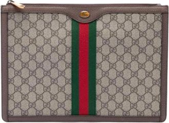 Gucci Pre-owned Canvas Clutch - Dames - Vintage Clutch - Beige - ONE Size - Leer - Vintage