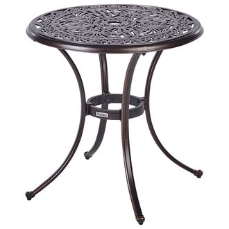 Beliani Beliani - Mesa De Jard&iacute;n Balc&oacute;n Vintage Aluminio Redonda &Oslash; 68 Cm Marr&oacute;n Andalo