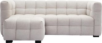 Miliboo Sof&aacute; Moderno 3 Plazas Y Reposapi&eacute;s De Tejido Efecto Aterciopelado Texturizado Beige Corto