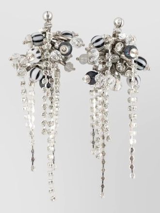 Dries Van Noten chain pin earrings beaded silver tone