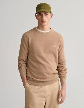 GANT Mens Cotton Piqu&eacute; Crewneck Sweatshirt - Mens Cotton Pique Crewneck Sweatshirt - Green - Size: 36