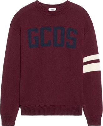 GCDS Logo Regular Sweater - Heren - Ronde hals truien - Rood - 2XL - Wol - Truien & Vesten
