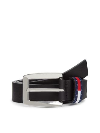 Tommy Jeans Lederg&uuml;rtel TOMMY JEANS TJW BOLD FLAG, Damen, Gr. 100, schwarz, B&uuml;ffelleder, G&uuml;rtel Lederg&uuml;rtel, Breite 3 cm