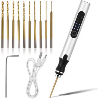 OEM Mini Taladro El&eacute;ctrico De Mano, 3 Velocidades, Inal&aacute;mbrico, Con 10 Brocas, Ideal Para Modelismo, Carpinter&iacute;a, Resina Y Joyer&iacute;a -crezuo