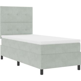 vidaXL Box Spring Bed with Mattress Light Grey 90 x 190 cm Velvet vidaXL
