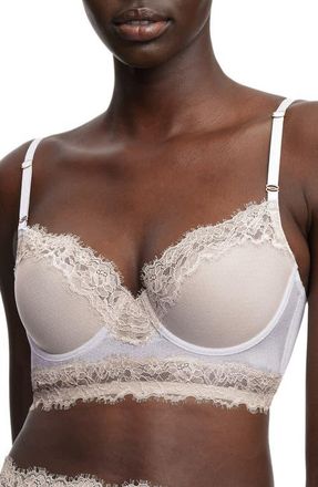 Skarlett Blue Entice Longline Underwire Bra in White/nylon at Nordstrom, Size 34Ddd