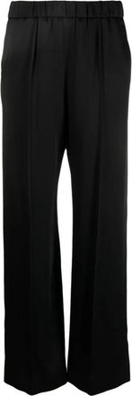 Jil Sander Zwarte Glanzende Wijde Pijp Broek - Dames - Wijde Broeken - Zwart - M - Broeken