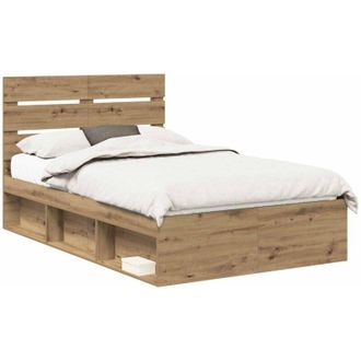 vidaXL Estructura De Cama Con Cabecera Roble Artesanal 120 X 200 Cm Vidaxl