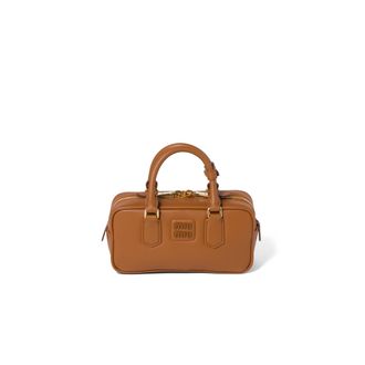Miu Miu Arcadie Leather Bag, Woman, Cognac