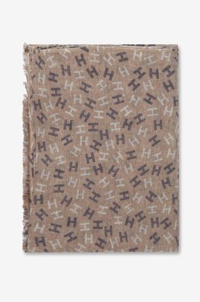 Hemisphere Rechteckiger Schal aus Wolle und Leinen mit Monogramm Nies