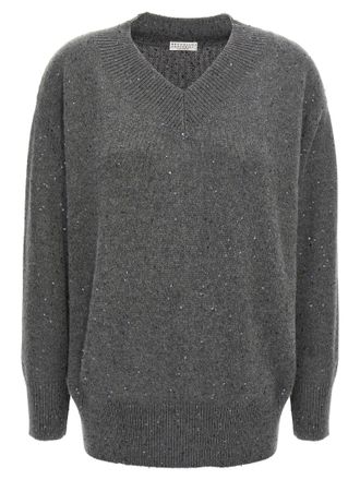 Brunello Cucinelli Sequin Sweater Sweaters And Cardigans Gray