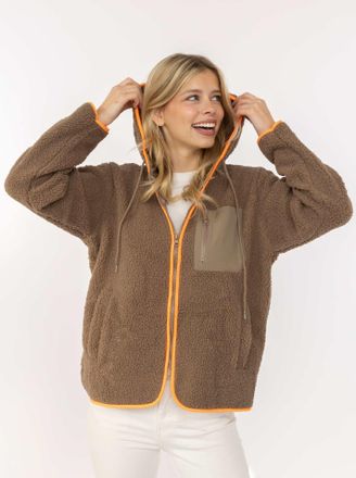 Zwillingsherz Kapuzensweatjacke ZWILLINGSHERZ Classic, Damen, Gr. XL, taupe, Obermaterial: 100% Polyester, Sweatjacken Kapuzensweatjacke, kuschelig weich, mit Tasch