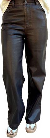 Skies Are Blue Clothing Rustic Rebel Faux Leather Pants In Coco Brown