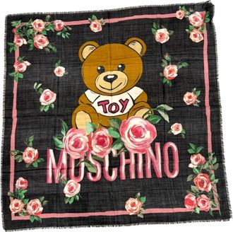Moschino Logo Orsetto Sjaal - Dames - Sjaals - Zwart - ONE Size - Wol - Accessoires