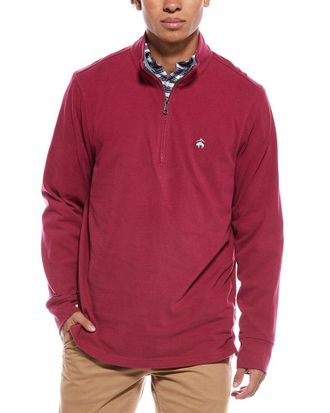 Brooks Brothers Sueded 1/4-Zip Mock Neck Pullover