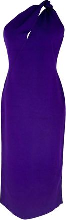 Galvan London One-Shoulder Midi Dress in Violet Viscose