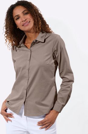 Casual Looks Hemdbluse CASUAL LOOKS, Damen, Gr. 38, taupe, 100% Baumwolle, unifarben, Blusen Hemdbluse