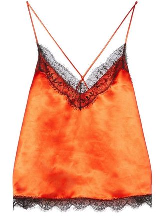 Pucci lace-embroidered camisole top - women - Viscose - M - Orange