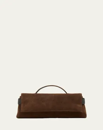 Brunello Cucinelli Essence Monili-Trim Suede Top-Handle Bag