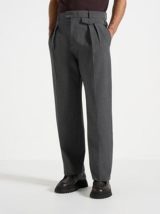 Mani&egrave;re De Voir Pierre Straight Leg Pleat Front Trousers in Grey at Nordstrom, Size 36