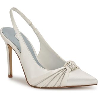 Nine West Faive Slingback Pointed Toe Pump in White at Nordstrom, Size 8.5