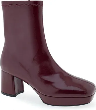 Aerosoles Sussex Boots Womens Red Faux Leather Block Heel Bootie LION360