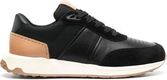 Tod's Zwarte platte schoenen met streepdetail - Heren - Sneakers - Zwart - 46 EU - Leer - Schoenen