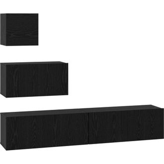 vidaXL Vidaxl - Mueble De Tv De Pared 4 Pcs Roble Negro 80 X 30 X 30.5 Cm