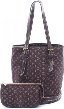 Louis Vuitton Brown Ebene Canvas Monogram Mini Leather Handbag Tote Bag (Pre-Owned)