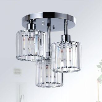 OEM L&aacute;mpara De Techo Moderna De Cristal, 3 Luces Con Pantalla De Cristal, L&aacute;mpara De Techo Cromada Para Sala De Estar, Pasillo, Ba&ntilde;o, Dormitorio Y Cocina