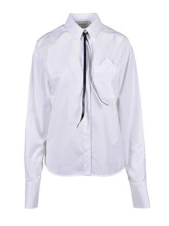 Sportmax Chalk White Tie Detail Cotton Shirt