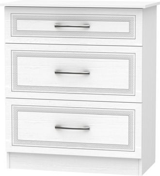Welcome Furniture Dakar Ready Assembled Deep Chest of Drawers with 3 Drawers - Signature White - Welcome Furniture | TJ Hughes
