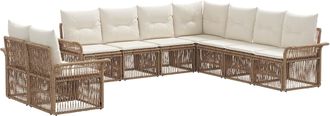 vidaXL Conjunto De Sof&aacute;s De Jard&iacute;n 9 Uds. Beige Rat&aacute;n Sint&eacute;tico Vidaxl