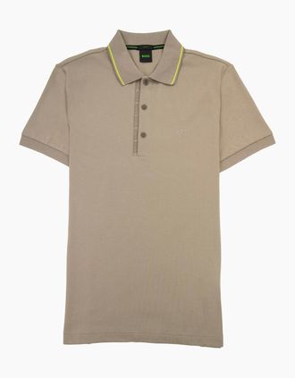 HUGO BOSS Mens Hugo Boss Paule 4 Slim Fit Branded Placket Polo Beige 334 - Size: 38/Regular
