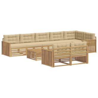 vidaXL Conjunto De Sof&aacute;s De Exterior 9 Uds. Y Beige Poli&eacute;ster Vidaxl