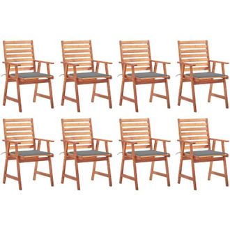 vidaXL Vidaxl - Sillas Comedor De Jard&iacute;n Y Cojines 8 Uds Madera Maciza Acacia