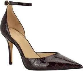 Calvin Klein Olettia Ankle Strap Pointed Toe Pump in Wine Croc at Nordstrom Rack, Size 7.5