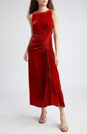 Ulla Johnson Cornelia Side Ruched Velvet Gown in Carnelian at Nordstrom Rack, Size 4