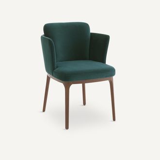 AM.PM Tafelfauteuil met notenhouten poten en fluweel Jabote