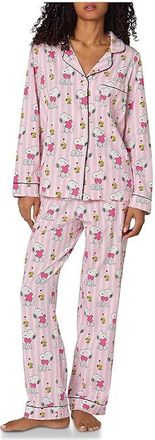 Bedhead Pajamas Peanuts Co-Branding Long Sleeve Classic Cotton Knit Pajama Set Womens Pajama Sets Snoopys Valentine : LG (US 12-14)