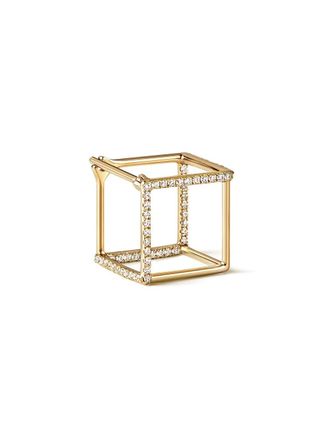 Shihara vierkante oorsteker met diamant 10 - Metallic