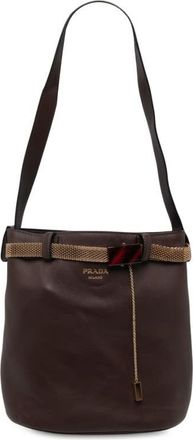 Prada Pre-owned Prada Calfskin Jeweled Belted Bucket Bag Ladies 7XYI9G67RCQUMNQ2