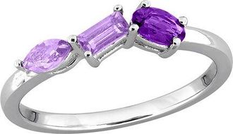 Rina Limor Silver 0.46 Ct. Tw. Amethyst-Africa, Pink Amethyst Three-Stone Ring