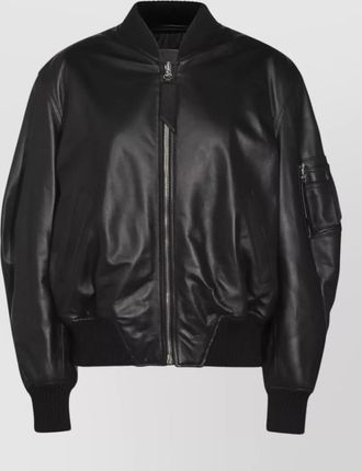 The Attico leather jacket front and sleeve pockets