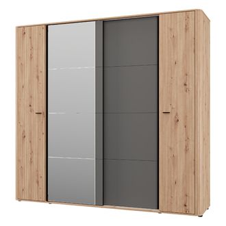 Dmora Armario Grande Hakone: Guardarropa De Dormitorio Con Perchero, 10 Estantes, 4 Puertas, 232x219h Cm Roble Marr&oacute;n