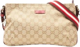 Gucci Pre-owned Cross Body Bags, female, Beige, Size: ONE SIZE Pre-owned Canvas Crossbody Bag